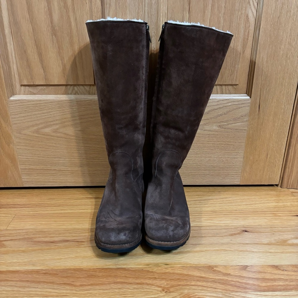 UGG Australia brown suede leather knee high winter boots